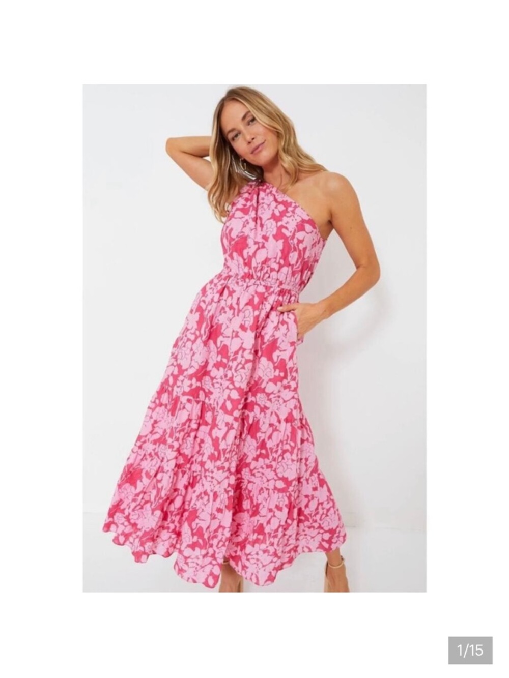 NWT One-Shoulder Pink Floral Maxi Dress
